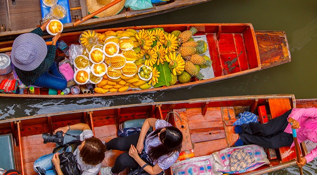 Drijvende markt Thailand